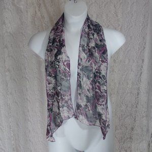 Sheer Oblong Fashion Scarf Plum Gray Black NWOT
